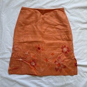 Floral Embroidered Orange Skirt